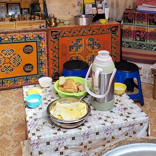 Inside a yurt