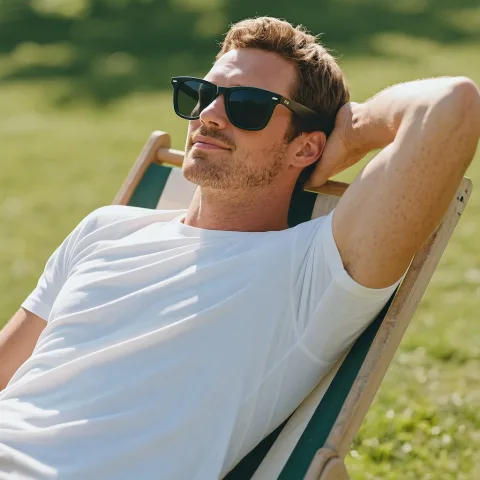 Put some sunglasses on him.