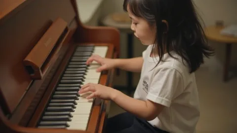 Little girl playing the piano
