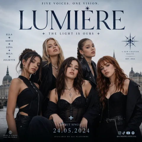 Generate a poster image of a European girl group.