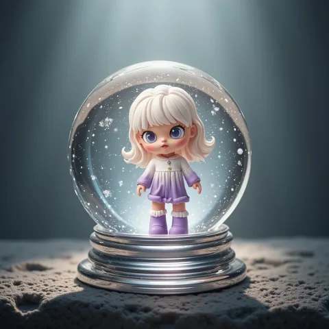 A doll is embedded in the crystal ball.