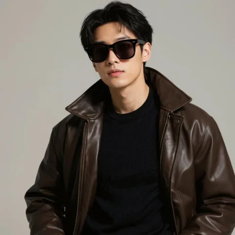 The boy put on sunglasses.