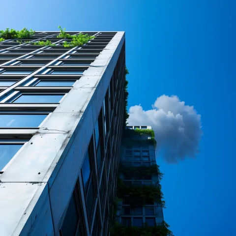 Change to post-apocalyptic ruin with vines, cracks, and smoke in the sky