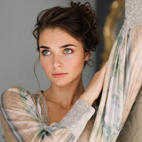 a close up photo of a woman in a fashion magazine photoshoot
