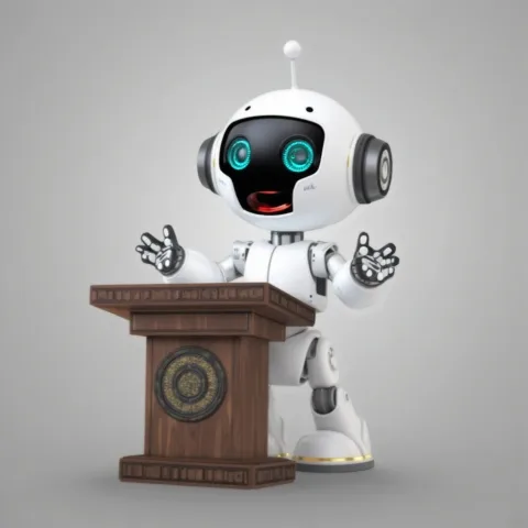 A robot is giving a speech.