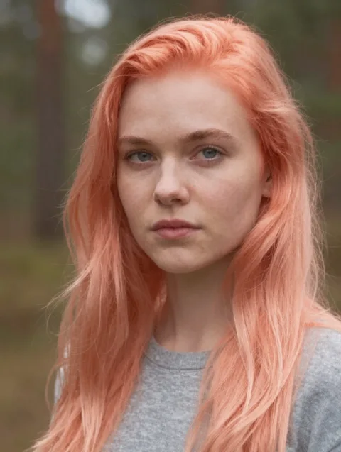 Change her hair color to light red.