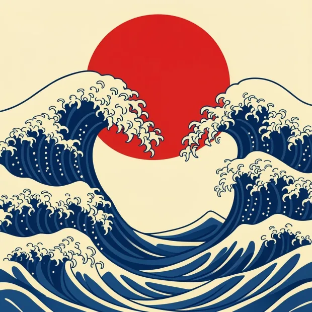 Create a vector illustration inspired by Japanese ukiyo-e waves, stylized ocean waves c… — Gambar yang dihasilkan oleh API Flux 2 Klein Text-To-Image