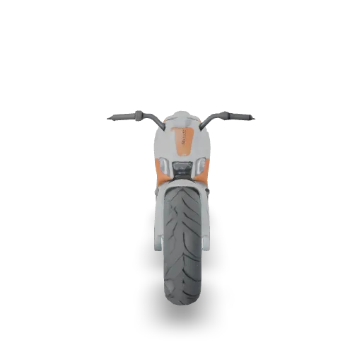 A sleek sci-fi hover bike with glowing cyan thrusters, matte white and orange body panels, exposed mechanical details, high-detail hard-surface model